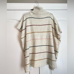 NWT Loft Cream Striped Poncho